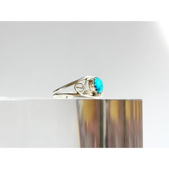 Native American Made TurquoiseVintage Southwest Style Cutout Ring - sz 8.25 - Picture 2 of 10